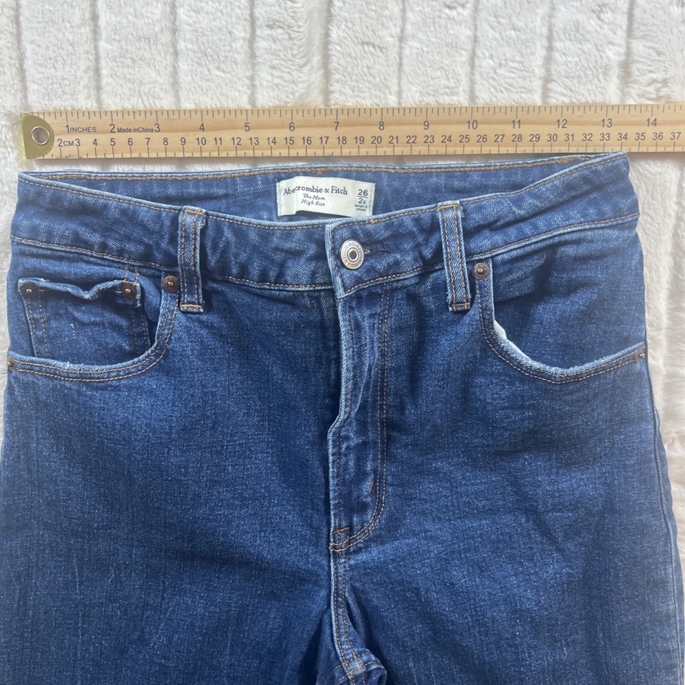Abercrombie & Fitch Jeans Womens 26 Short The Mom High Rise Dark Wash‎ - Picture 5 of 8